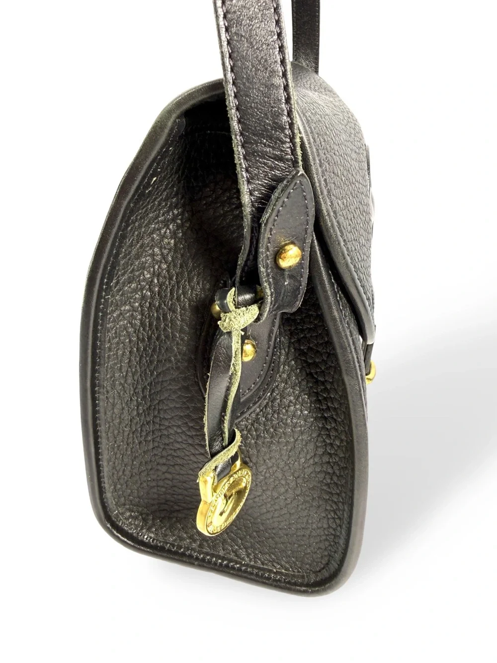 Dooney & Bourke Black Pebbled Leather Messenger with Gold-Tone Buckle